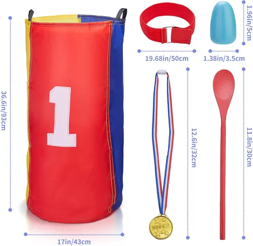 Miniatura 6 de Redllo 26 bolsas de carreras de sacos de patatas para juegos al aire libre para niños y adultos, bandas de carreras de 3 patas, con huevos y 26