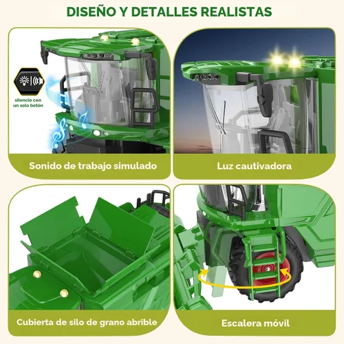 Miniatura 6 de Uarzt - Tractor cosechador con control remoto, juguete de tractor RC con cabezal de maíz, juguetes de tractor RC para niños de 3 años en adelante