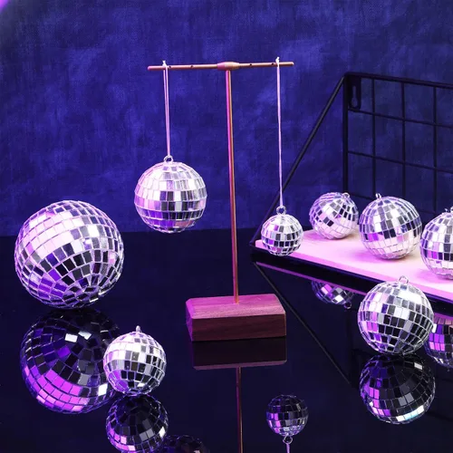 Miniatura 4 de MTLEE 20 piezas de decoración de bolas de discoteca de varios tamaños, decoración de fiesta, adornos de bola de discoteca, espejo pequeño grande