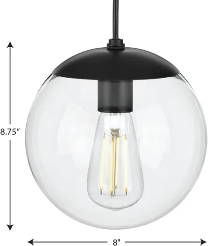 Miniatura 8 de Progress Lighting Atwell Collection - Lámpara colgante colgante moderna con forma de globo de cristal transparente de bronce cepillado