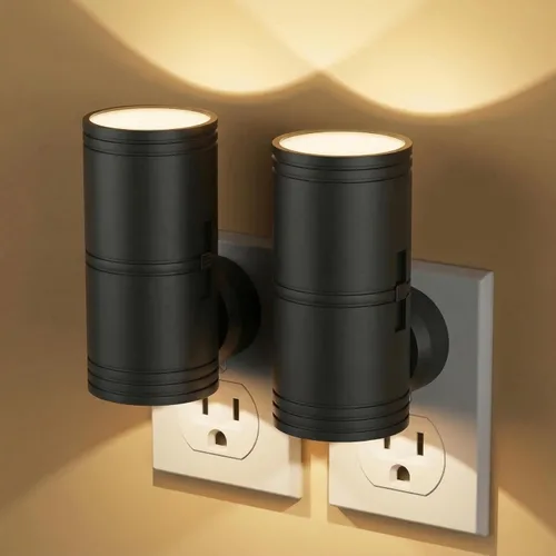 Likelgn Luz nocturna enchufable a la pared, paquete de 2 luces LED regulables con sensor de atardecer a amanecer, brillo blanco suave, para pasillo,