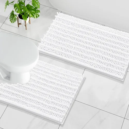 Miniatura 38 de Arotive Juego de 2 alfombras de baño de felpilla de lujo, extra suaves, absorbentes, peludas y alfombras de baño de contorno en forma de U