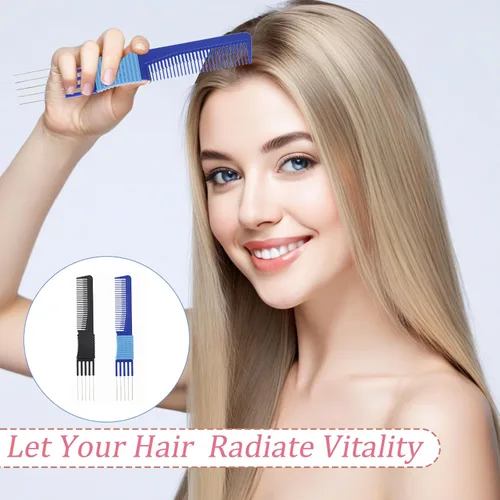 Miniatura 3 de 2 peines con puntas, peine de elevación para cabellos finos, peines de retropeinado de cabello, recogida de pelo, púas de metal, peinetas