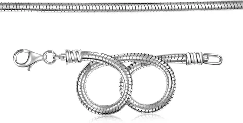 Miniatura 3 de Angemiel Brazalete de cadena europea tipo serpiente de plata esterlina 925 para dijes