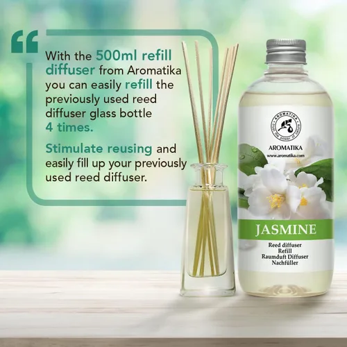 Miniatura 5 de Recambio difusor de varillas con aceite esencial de jazmín, 34 onzas líquidas, 2 x 16.9 fl oz, aceite de fragancia, ambientador de habitación
