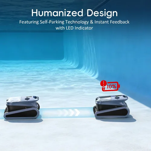 Miniatura 7 de Limpiador robótico inalámbrico de piscina de 240 minutos, para escalada en pared, 2 cepillos y motores, cuidado mejorado de la línea de flotación