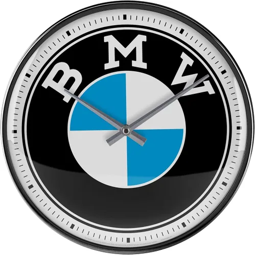 Nostalgic-Art Reloj de pared retro, 12.2 pulgadas, producto de licencia oficial (OLP), BMW, logotipo, idea de regalo para accesorios de automóvil,