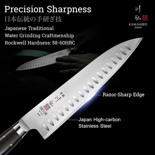Miniatura 4 de Cuchillo de chef profesional, cuchillo de chef japonés hecho a mano de 9.5 pulgadas para cocina eficiente, cuchillo gyuto de acero de aleación