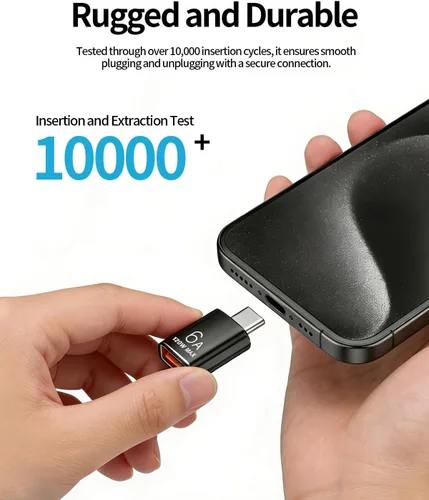 Miniatura 5 de BOMIE Adaptador USB C a USB, paquete de 10 unidades, 6A 120 W, carga rápida, transferencia de datos de 10 Gbps, USB C macho a USB 3.2 hembra OTG