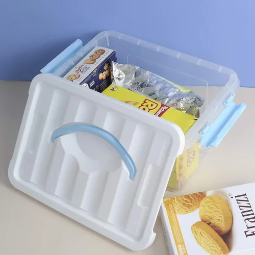 Miniatura 6 de Caja de almacenamiento de plástico de 6 litros, contenedor de almacenamiento transparente con tapas, juego de 6