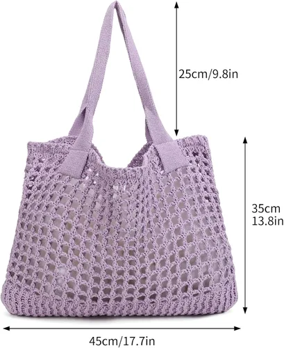 Miniatura 2 de ENBEI Bolsos grandes de playa para mujer, bolsos de hombro, bolso de punto, bolso de mano estético para playa de ganchillo, lindo bolso de mano