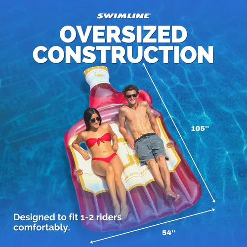 Miniatura 5 de Swimline Colchón Flotador Inflable para Piscina, Tumbona Flotante, Correcaminos de Ron, Rojo Botella De Ron