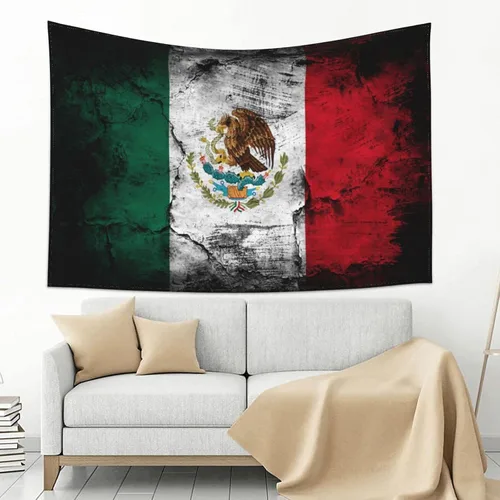 Miniatura 3 de LIYAKITO Tapiz de bandera de México, águila, para colgar en la pared, decoración artística de pared para dormitorio, sala de estar, dormitorio, Retro