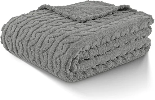 Miniatura 10 de FY FIBER HOUSE Manta de vellón – Diseño de patrón 3D, manta Sherpa para campamento, viajes, cálida, súper suave, esponjosa, acogedora, decorativa