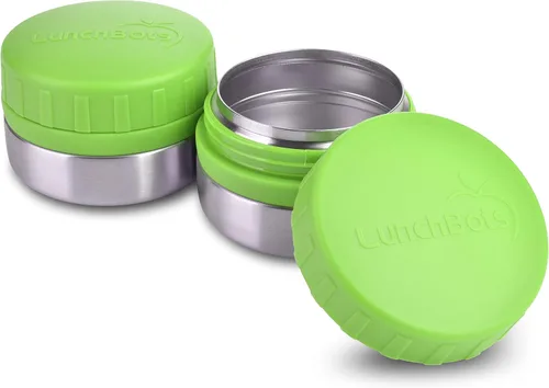 Miniatura 11 de LunchBots recipientes redondos a prueba de derrames, de 4 oz. Frasco inoxidable contenedor de refrigerios., juego de 2, Azul