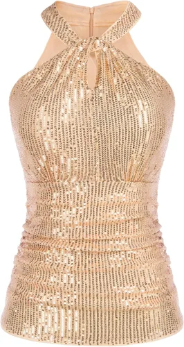 GRACE KARIN Camisetas de lentejuelas para mujer, elegantes camisetas sin mangas brillantes brillantes para fiesta, club, cóctel, ajustadas,
