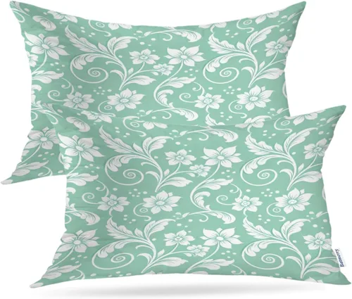 Miniatura 58 de Batmerry Juego de 2 fundas de almohada decorativas con estampado floral gris y blanco de 18 x 18 pulgadas, estilo victoriano con patrón de flores