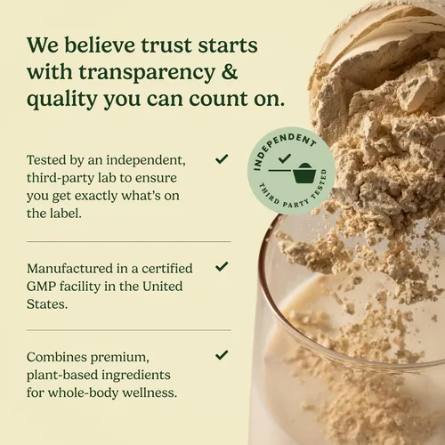 Miniatura 5 de Field's Great Batido de proteína de vainilla todo en uno a base de plantas, envejecimiento saludable, 1.06 onzas de proteína, 0.18 onzas de fibra +