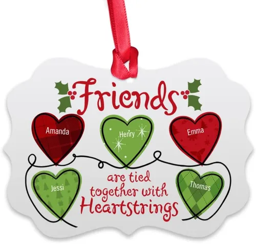 Miniatura 8 de Gossby Adorno de Navidad personalizado con texto en inglés «Friends», regalo de Navidad personalizado para mujeres con nombres, adorno de mejor