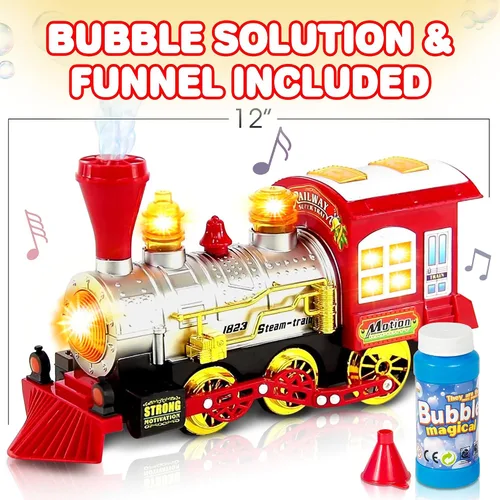Miniatura 6 de ArtCreativity Máquina de burbujas de juguete de tren de Navidad para niños, soplador de burbujas, tren de música de burbujas para niños con luces