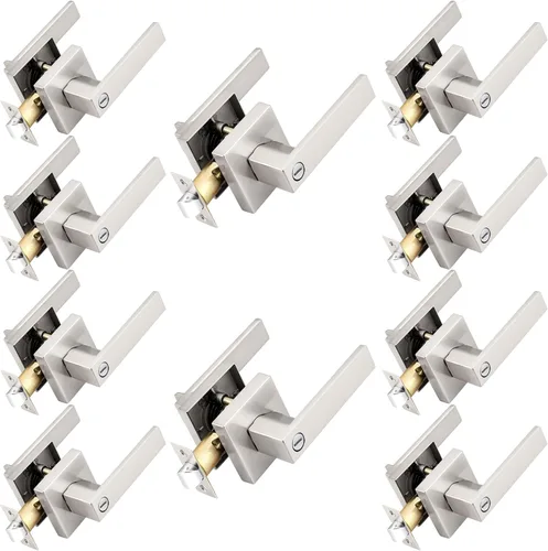 Miniatura 149 de Probrico Paquete de 4 manijas de puerta simuladas en negro mate, manijas interiores que no giran, manijas reversibles resistentes para interiores