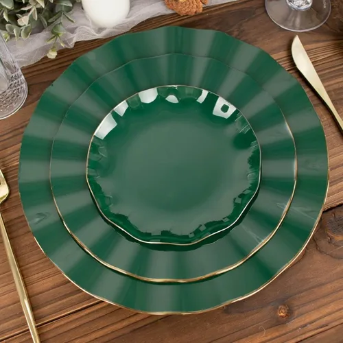 Miniatura 64 de Efavormart - Platos de cena de 11 pulgadas – Juego de 10 platos desechables redondos de plástico negro con borde dorado rizado – Vajilla elegante