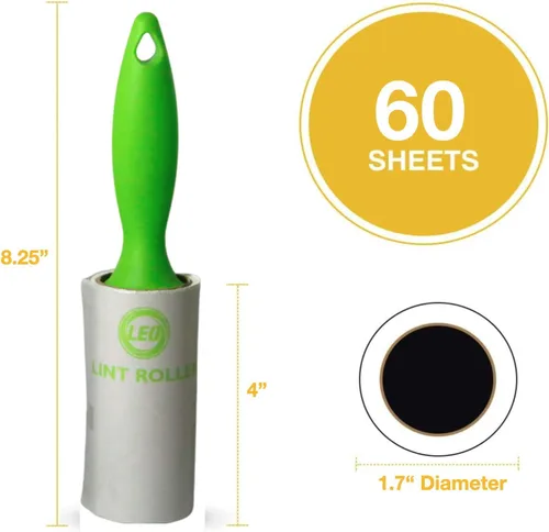 Miniatura 5 de Leo Rodillo de pelusa pequeño + 6 recambios en total 360 hojas de cinta adhesiva por rollo para removedor de pelo de mascotas