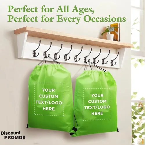 Miniatura 4 de DISCOUNT PROMOS Juego de mochilas con cordón no tejidas personalizadas de 10/50/100, paquete personalizado a granel
