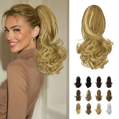 Miniatura 10 de Sofeiyan Extensión de cola de caballo de 11 pulgadas con clip de garra, extensiones de cabello con cola de caballo, cola de caballo larga y rizada