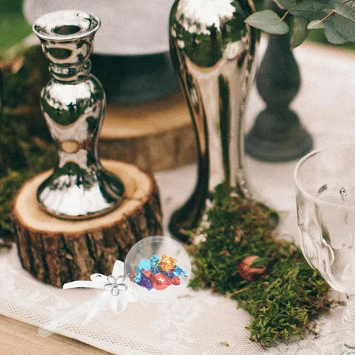 Miniatura 4 de 12 cajas de caramelo de acrílico sonajero rellenables con caja de dulces con cinta de plástico contenedor de ducha favores para fiesta de revelación