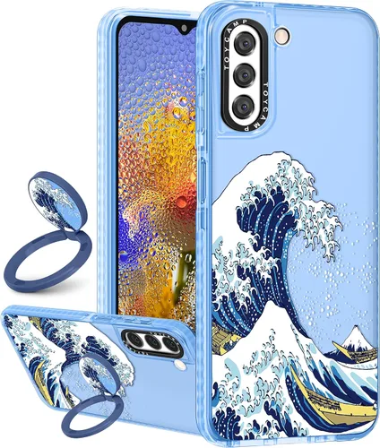 Miniatura 10 de Toycamp Funda para Samsung Galaxy S22, diseño de mariposa azul para mujeres, niñas, adolescentes, bonita funda femenina con soporte de anillo
