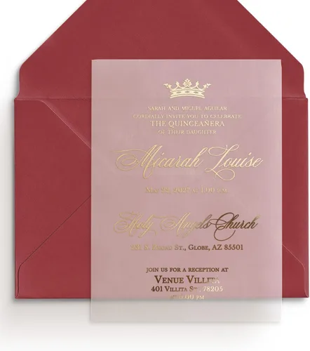 Juego de 10 invitaciones de quinceañera con corona de oro, invitaciones de cumpleaños 15 para niña, invitaciones personalizadas de membrillo Mis,