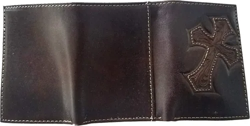 Miniatura 3 de Cartera de piel con diseño de cruz Nocona de manos rezando