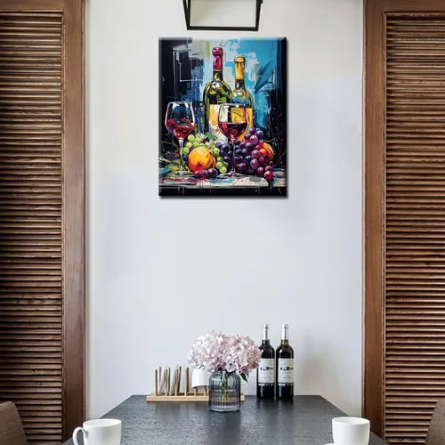Miniatura 4 de Pintura de fiesta de vino tinto por números para adultos principiantes, vino vintage en vidrio, pintura por números, pintura acrílica, lienzo