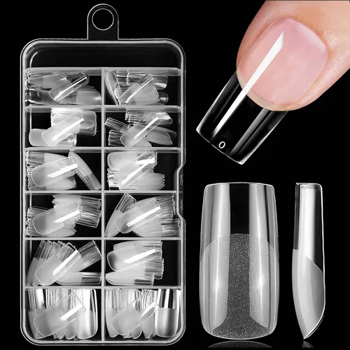 Miniatura 16 de 240 puntas de uñas de gel extra cortas, uñas postizas de almendra, uñas postizas transparentes, uñas cortas XS de almendra, puntas de uñas