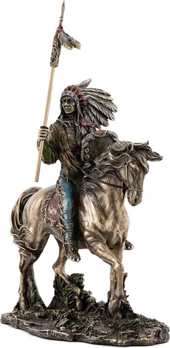 Miniatura 2 de Top Collection Mandan Indian Chief Statua - Escultura nativa americana en bronce fundido en frío de alta calidad, figura coleccionable de la tribu