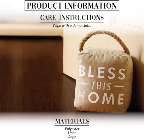 Miniatura 2 de Pavilion Gift Company 72151 Bless This Home - Tope para puerta, 5 x 6 pulgadas, gris, bronceado, beige y blanco
