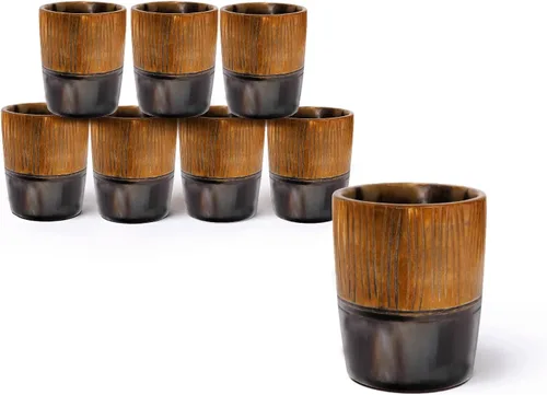Miniatura 36 de Handicrafts Home Juego de 4 vasos de chupito hechos a mano, patrón entrecruzado de 6.5 onzas, chupitos de whisky vikingo naturales para cócteles