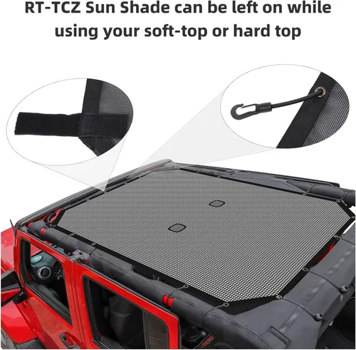 Miniatura 8 de RT-TCZ para Jeep JKU Parasol de malla para el techo de 4 puertas para Jeep Wrangler 2007-2017 JKU Top Bikini negro