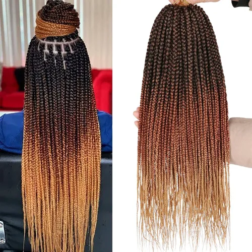 Miniatura 55 de XTREND 10 Pulgadas 6 Paquetes Trenzas de Caja de Ganchillo Cabello Pre-anudado Sin Nudos Bobo Trenzas de Caja 3X Extensiones de Cabello Trenzado 1b#