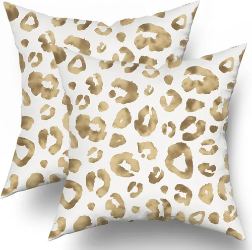Miniatura 16 de Juego de 2 fundas de almohada con estampado de leopardo gris aguamarina de 16 x 16 pulgadas, diseño de guepardo gris acuarela y blanco, fundas