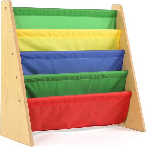 Miniatura 8 de Tot Tutores WO697 Colección de amigos, librería de almacenamiento en bastidor de libros para niños, blanco, rosa y púrpura, Madera maciza