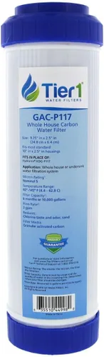 Tier1 Filtro de agua de 5 micras de 10 x 2.5 pulgadas | Cartucho de bloque de carbón activado granular para toda la casa | Reemplazo para Aqua-Pure
