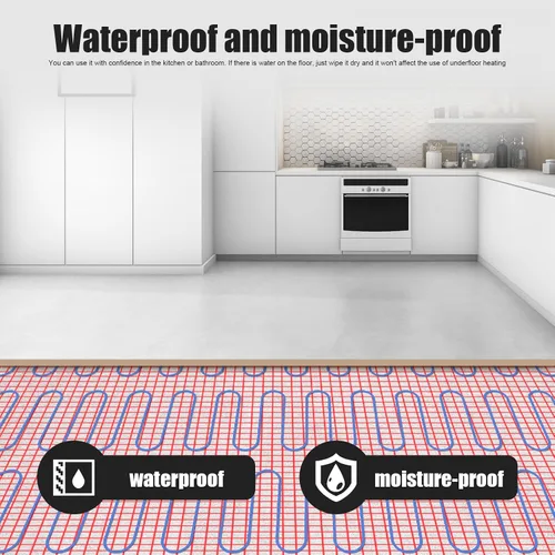 Miniatura 7 de hatleues Alfombrilla de calefacción de piso, 32 pies cuadrados con termostato programable digital y parte trasera adhesiva, cuatro modos de control