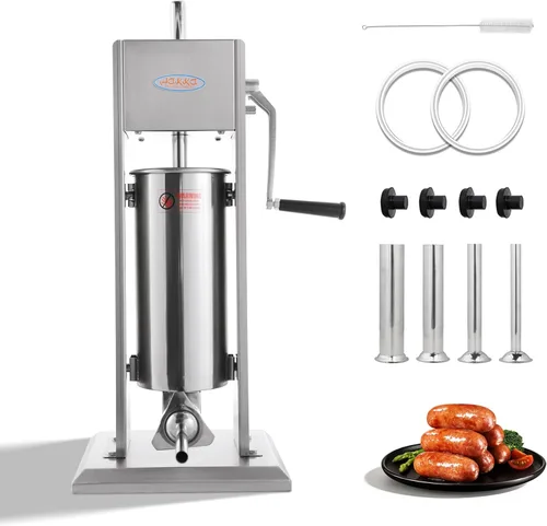 Hakka - Embutidor de salchichas vertical de acero inoxidable de 2 velocidades (11 libras/5 L)