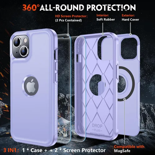 Miniatura 6 de Redpepper Funda magnética para iPhone 13 [compatible con MagSafe] [protector de pantalla de vidrio] [protección contra caídas de grado militar]
