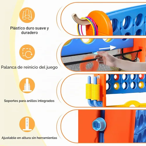 Miniatura 5 de Juego Gigante de Conectar 4 en Fila con Tela de Malla Altura Ajustable Set de Juego de Patio Jumbo 4-en-1 de 4-para-Anotar con Baloncesto, Golf