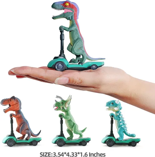 Miniatura 3 de DINOBROS Juguetes de dinosaurio para scooter, autos de tracción hacia atrás, mini patinetes de dedo para niños de 3, 4, 5, 6 años, juegos de regalo