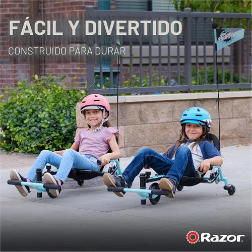 Miniatura 5 de Crazy Cart Shuffle de Razor – Kart de deriva con propulsión infantil para edades de 4 años en adelante, tecnología Crazy Cart Drift Bar, marco