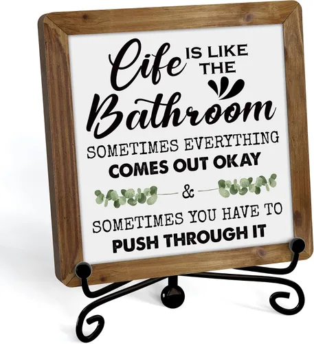 Miniatura 15 de Divertidas decoraciones de baño, decoración de estante de baño y accesorios, letreros de la vida es como el baño, bonito letrero de baño